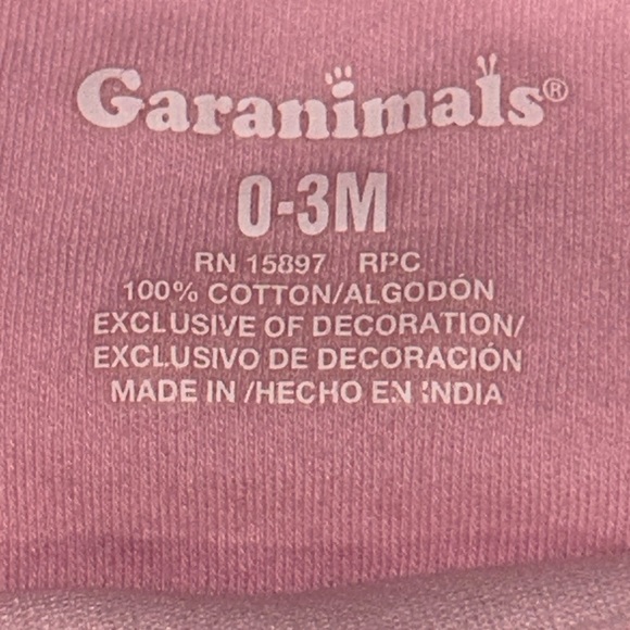 Garanimals 2-piece pink onsie and jeggings with 🧸 ❤️ 🌸 & 🦋 0-3 months - Picture 3 of 9
